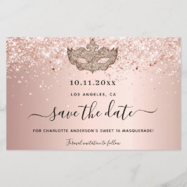 Budget Sweet 16 masquerade Rose Gold Save the Date