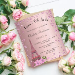 Budget Sweet 16 Paris rot Rosa Eiffeleinladung<br><div class="desc">Eine moderne,  stilvolle und glamouröse Einladung zu einer Sweet 16,  16. Geburtstagsfeier,  Pariser Themenabend. Ein rot-rosa metallischer Hintergrund mit rosa glitzernden Herzen und dem Eiffelturm mit einigen Blume. Der Name ist mit einem modernen handgeschriebenen Stilskript geschrieben. Personalisieren Sie Ihre Party-Daten und fügen Sie sie hinzu.</div>