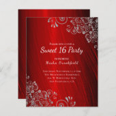 Budget Sweet 16 Party Ruby Red Einladung (Vorne/Hinten)