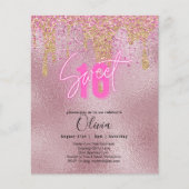 Budget Sweet 16 Pink Glitzer Foil Girly Modern Fl (Vorderseite)