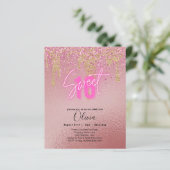 Budget Sweet 16 Pink Glitzer Foil Girly Modern Fl (Stehend Vorderseite)