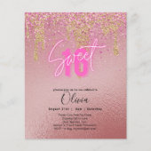 Budget Sweet 16 Pink Glitzer Foil Girly Modern Fl (Vorderseite)
