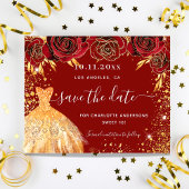 Budget Sweet 16 Red Gold Kleid Save the Date