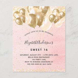 Budget Sweet 16 Rosa Goldballons in Rosa Glitzer