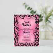 Budget Sweet 16 Rosa Leopard Birthday Einladungen (Stehend Vorderseite)