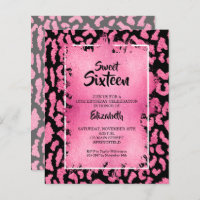Budget Sweet 16 Rosa Leopard Birthday Einladungen