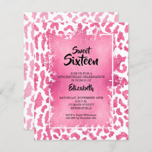 Budget Sweet 16 Rosa Leopard Birthday Einladungen