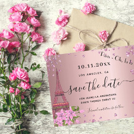 Budget Sweet 16 Rosa-Paris Save the Date rot
