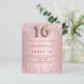 BUDGET Sweet 16 rosa staubige Rose Glitzer Geburts (Stehend Vorderseite)