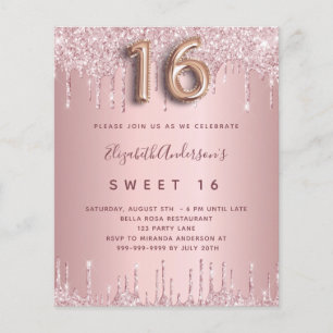 BUDGET Sweet 16 rosa staubige Rose Glitzer Geburts