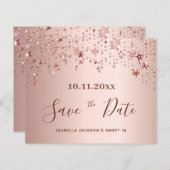 Budget Sweet 16 Rose Gold Save the Date (Vorne/Hinten)