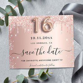 Budget Sweet 16 Rose Gold Save the Date Silber
