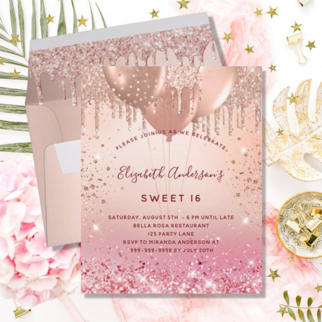 Budget Sweet 16 Rose Goldbarren Rosa Glitzer Ballo (Von Creator hochgeladen)