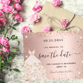 Budget Sweet 16 Rose Goldkleid Save the Date