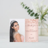 Budget Sweet 16 Rose QR-Code Foto Danke (Stehend Vorderseite)