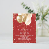 Budget Sweet 16 Rot-Gold-Glitzer-Ballons (Stehend Vorderseite)