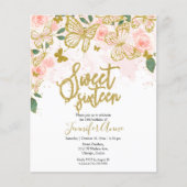 Budget Sweet 16 Schmetterling Einladung Blush Blor (Vorderseite)