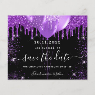Budget Sweet 16 schwarz Save the Date lila