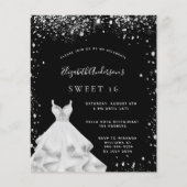 Budget Sweet 16 schwarz silber Glitzer Staub Kleid (Vorderseite)