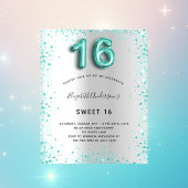 Budget Sweet 16 Silber aquamariner Glitzer Einladu