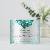 Budget Sweet 16 Silber aquamariner Glitzer Save th (Stehend Vorderseite)