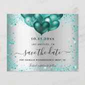 Budget Sweet 16 Silber aquamariner Glitzer Save th (Vorderseite)