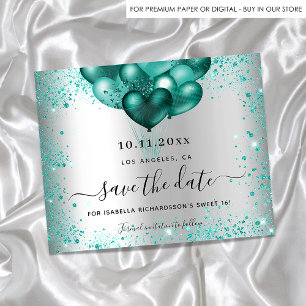 Budget Sweet 16 Silber aquamariner Glitzer Save th