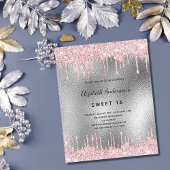 Budget Sweet 16 silber Glitzer Rosa Einladung