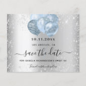 Budget Sweet 16 silberblau Save the Date (Vorderseite)