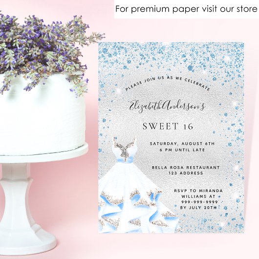 Budget Sweet 16 Silberblaue Wintereinladung