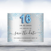 Budget Sweet 16 Silberblauer Glitzer Save the Date