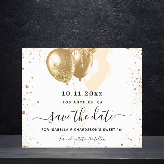 Budget Sweet 16 Weißgold Save the Date