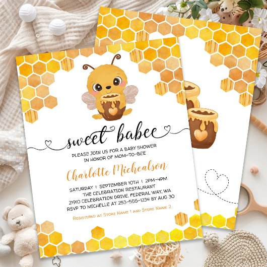 BUDGET Sweet Bee Baby Dusche Neutrale Einladung