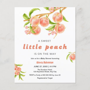 Budget Sweet Little Peach Fruit Baby Dusche laden Flyer