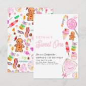 Budget SWEET ONE Candy Kids Candyland 1. Geburtsta Mitteilungskarte (Vorne/Hinten)