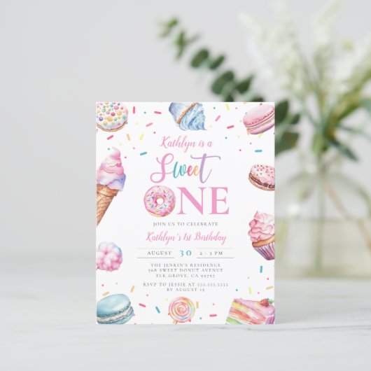 Budget Sweet One Pastel Donut Candy Erster Geburts (Stehend Vorderseite)