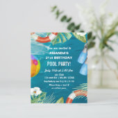 Budget Swimming Pool Party Birthday Invitation (Stehend Vorderseite)