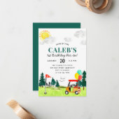 Budget Swing by Fore a Par-tee Kinder Golf Geburts Mitteilungskarte (Vorderseite/Rückseite Beispiel)