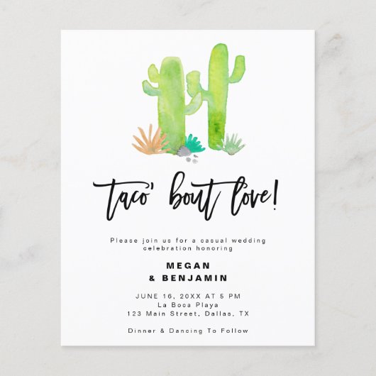 Budget Taco Bout Liebe Lässig Hochzeitseinladungen Flyer (Vorne)