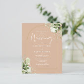 Budget Tan Floral Gold Arch Hochzeit Einladung (Stehend Vorderseite)