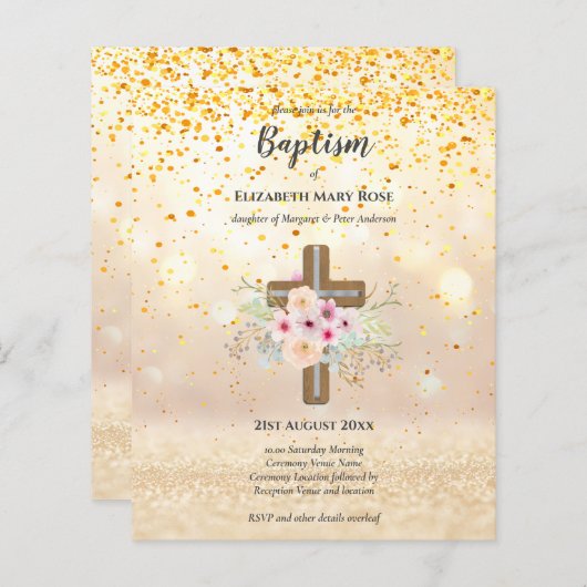 BUDGET Taufe Christening Bautizo Bautismo INVITE (Vorne/Hinten)