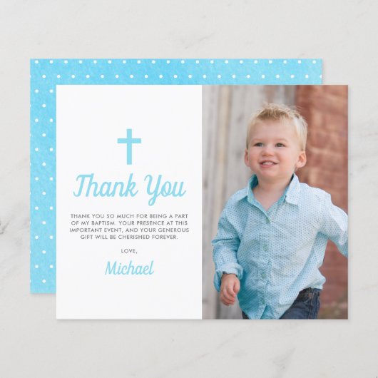 Budget Taufe Christening Foto Danke Karte (Vorne/Hinten)