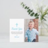 Budget Taufe Christening Foto Danke Karte (Stehend Vorderseite)