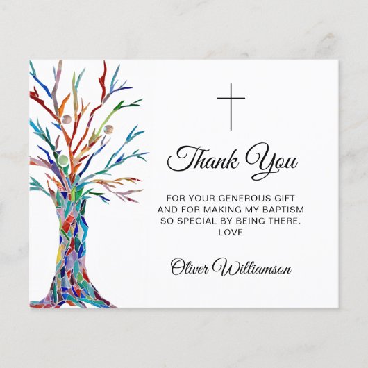 Budget Taufe Danke Karte (Vorderseite)