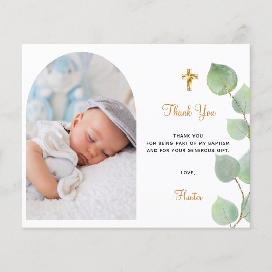 Budget Taufe Eukalyptus arch Foto vielen Dank (Vorderseite)