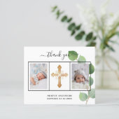 Budget Taufe Eukalyptus Foto danke Ihnen Karte (Stehend Vorderseite)