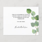 Budget Taufe Eukalyptus Foto danke Ihnen Karte (Rückseite)