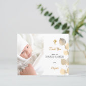 Budget Taufe Eukalyptus Foto golden vielen Dank (Stehend Vorderseite)