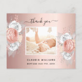 Budget Taufe florale Rose Gold Foto vielen Dank (Rückseite)