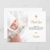 Budget Taufe Foto weiß QR-Code danke Karte (Vorne/Hinten)